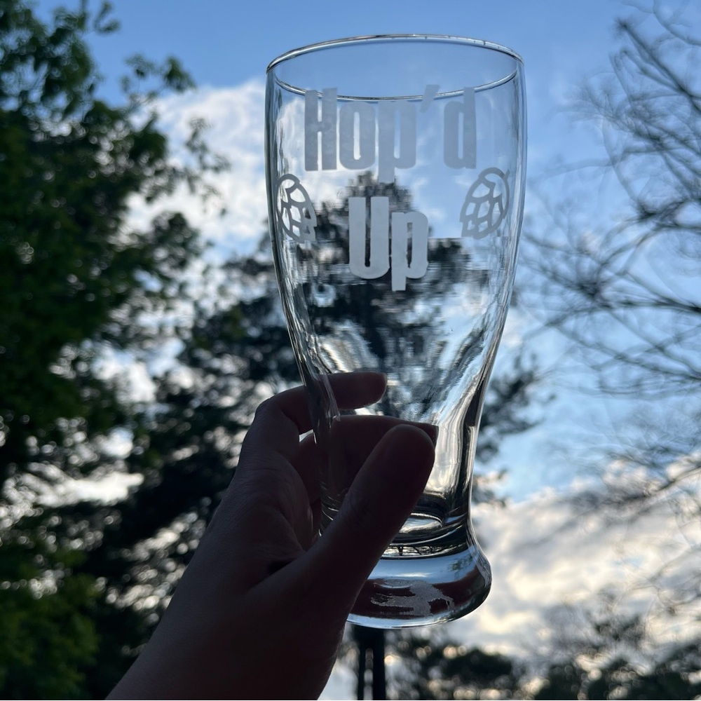 Handmade Beautiful Beacons Hop’d Up Craft Beer Themed Pilsner Glass